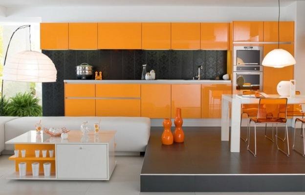 Bílo-oranžová kuchyň (42 fotografií), oranžovo-šedá: jak vytvořit design vlastními rukama, pokyny, fotografické a videonávody