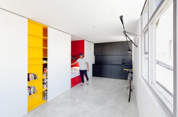 Studio 27 m² s ložnicí, koupelnou a kuchyní ve skříňce