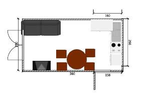 kuchyň obývací pokoj 16 m2