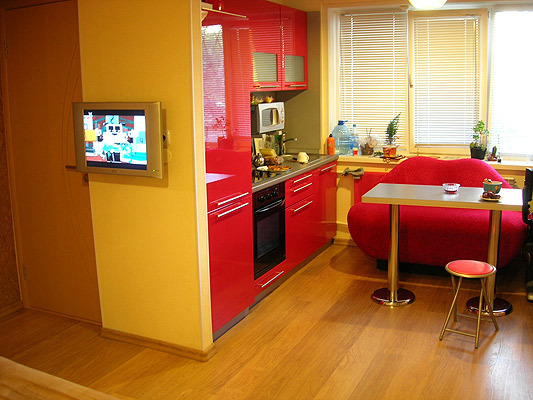 design obývacího pokoje s kuchyní