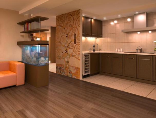 design obývacího pokoje kuchyně