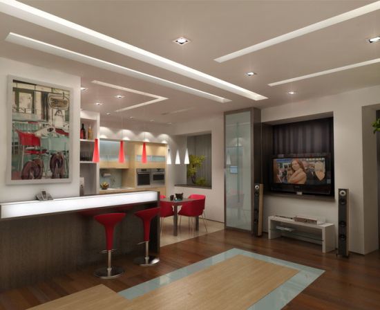 design obývacího pokoje a kuchyně
