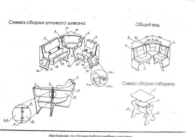 Pokyny pro montáž sady rohového nábytku do kuchyně.
