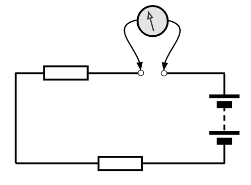 Obr. Ve schématu 4 je multimetr spojení, když se měří proud