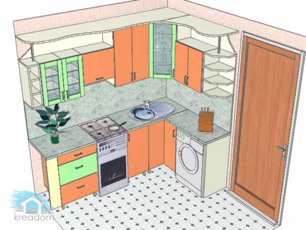 Škola renovace kuchyně představuje jednu z možností uměleckého řešení této místnosti s navrhovanou výzdobou stěn a podlahy a typickým uspořádáním interiérových předmětů