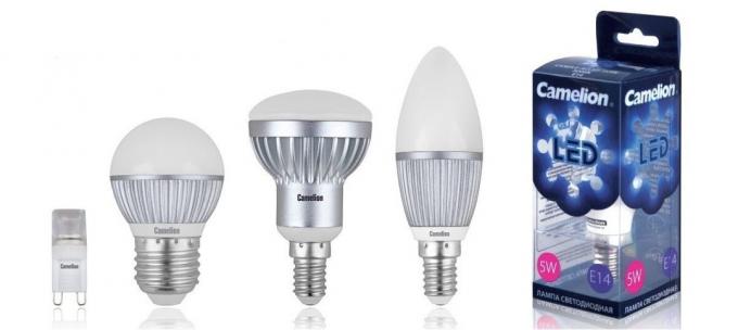 Obrázek 1. LED lampy s různými typy uzávěrů