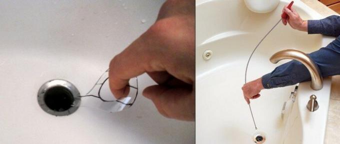 Použijte spirálu, jakož i kabel pro čištění sanitární keramiky (na obrázku vpravo).