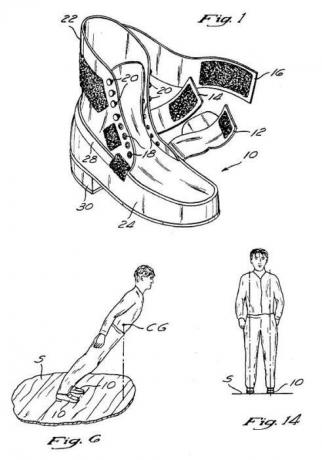 Obrázek patent obuvi s anti-gravitačním účinkem.